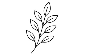 Fototapeta premium Elegant botanical leaf line art. Minimalist plant branch illustration. Simple vector foliage icon for natural logo design, eco-friendly products, or wedding invitation.