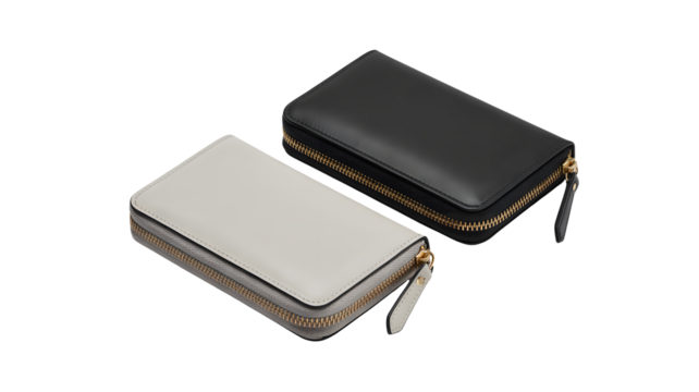 Stylish wallets in black and white, ready for your everyday essentials