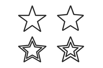 Obraz premium Star outline vector collection. Set of simple and modern geometric star shapes. Line art icons for success, rating, favorite symbol. Design elements on transparent background.