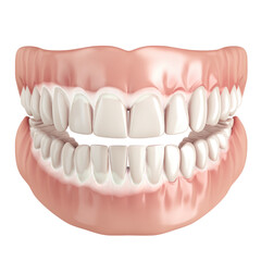 Obraz premium Close-up of beautiful, perfect white teeth smiling, isolated on a white background transparent, alpha background png