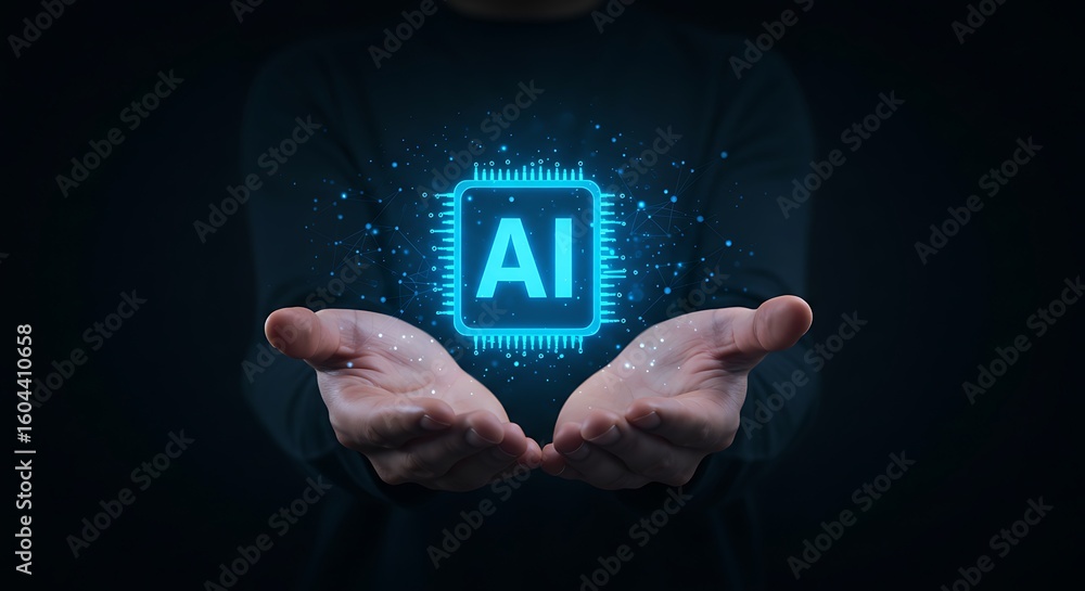 Aufkleber person holding a glowing ai chip in open hands representing the power and integration of artificial 