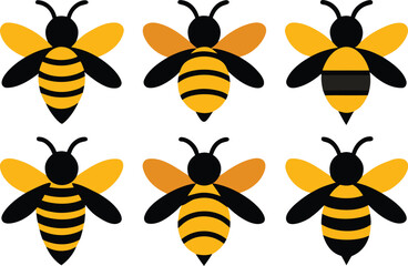 set of bee vector illustration