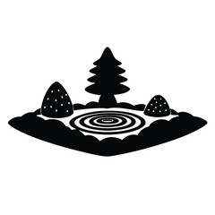 isolated zen garden on white background