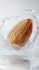 Almond Splash in Water with Dynamic Motion and Textural Details