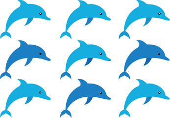 Obraz premium dolphin collection isolated on white