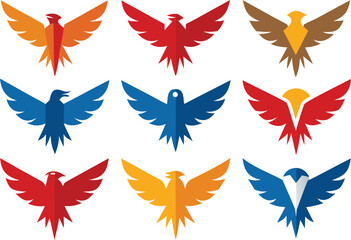 set of vector silhouettes of feathers