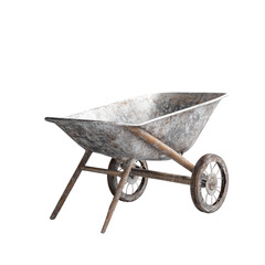 A weathered metal wheelbarrow