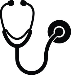 Solid Stethoscope Medical Icon Silhouette