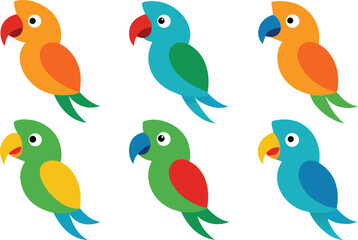 Fototapeta premium set of colorful birds