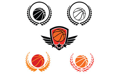 Basketball Dunk Silhouette & Flaming Ball Icons