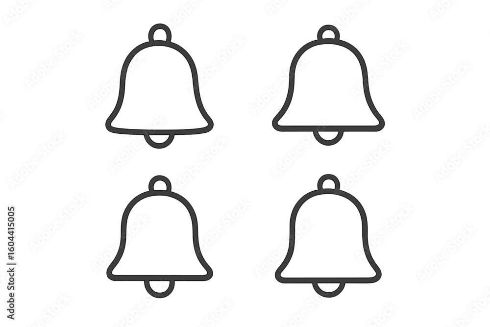 Poster vector collection of notification bell icons. outline style alert and reminder symbols. subscribe bu