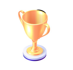 Isometric Golden Trophy Award: Achievement, Success, Victory, Celebration, Premium Design