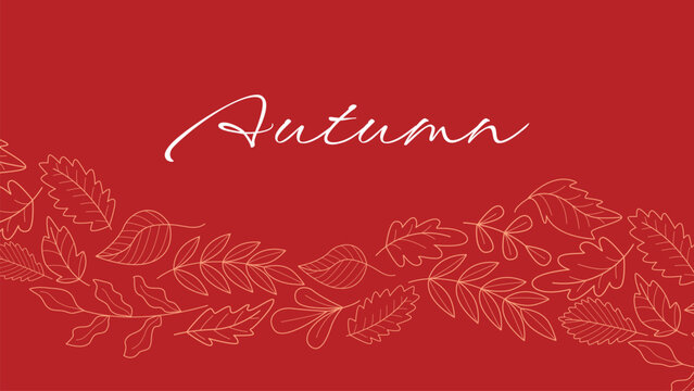 Autumn banner with silhouette of falling leaves. Horizontal fall background. Seasonal autumn layout for advertisement, announcement, invitation, flyer and other design, vector graphic