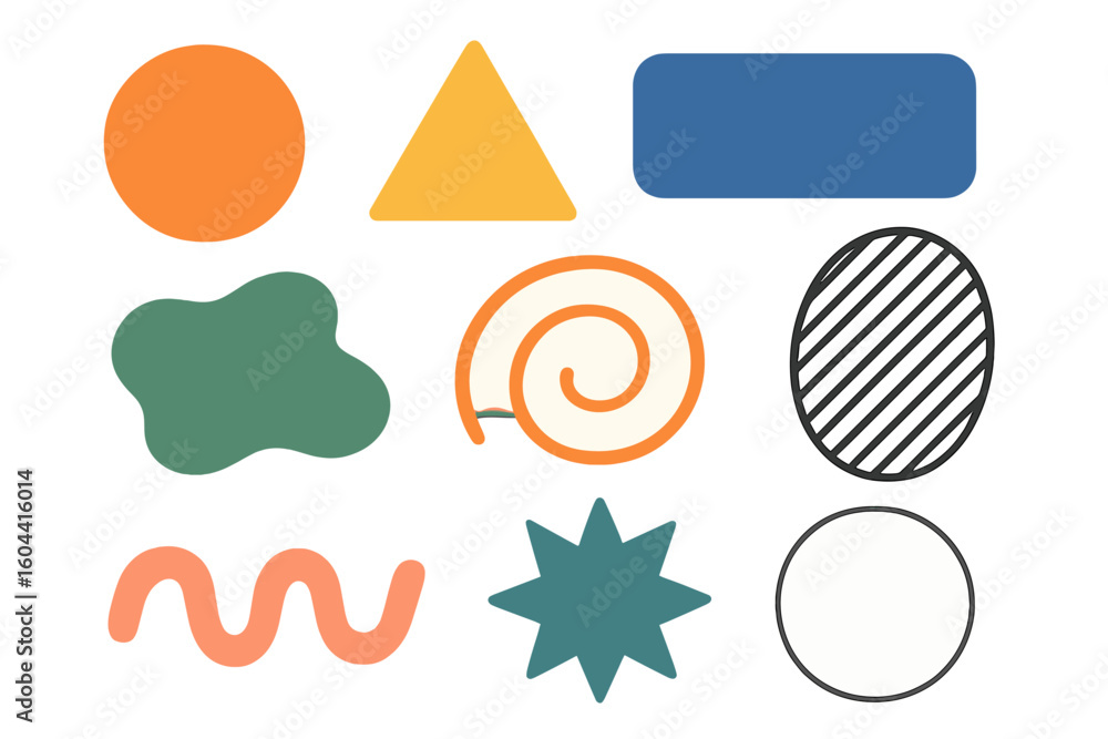 Aufkleber set of colorful abstract geometric shapes. modern minimalist design elements collection. vector grap
