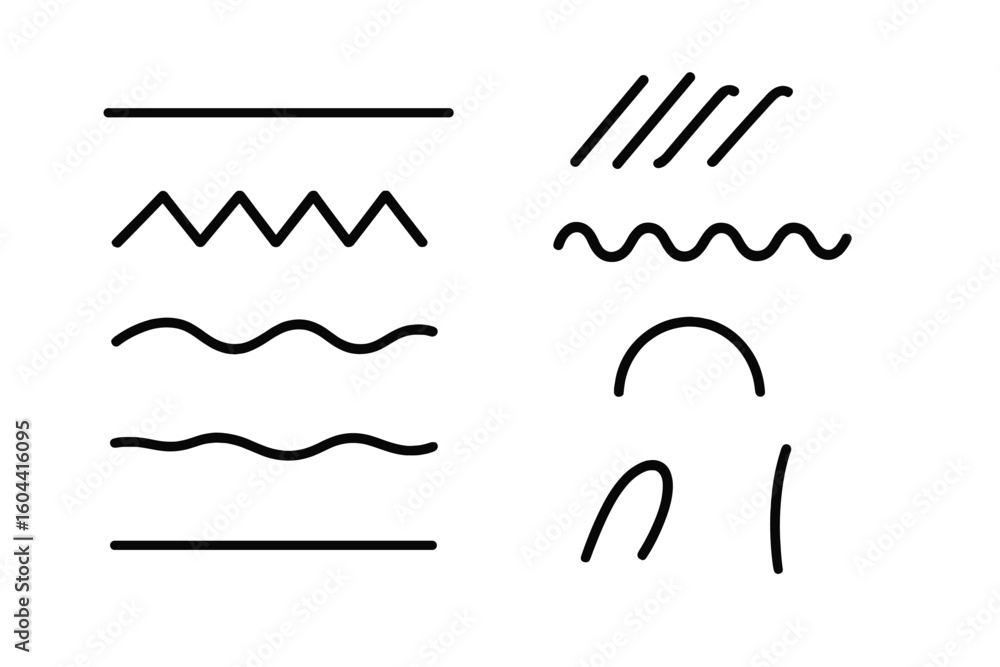 Poster hand drawn lines collection. set of vector doodle strokes, curves, and zigzag shapes. abstract marke
