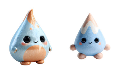 Pack of cute teardrop characters with blush cheeks. Adorable, kawaii style, soft, cartoon, friendly.