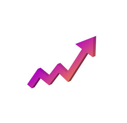 Abstract 3D gradient arrow; upward trend, growth, success, positive, dynamic, modern design.