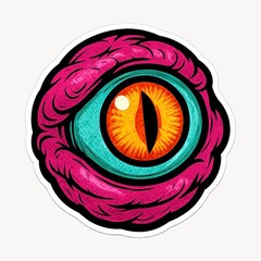Vibrant monster eye sticker design.