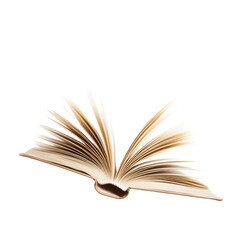 An open book with pages flying in the air, isolated on a white background transparent, alpha background png