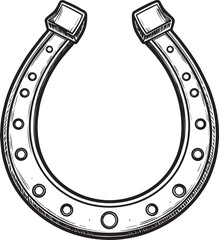 Lucky Horseshoe Black Silhouette Design | Rustic Charm Emblem Illustration Vector Format