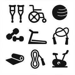 Obraz premium Rehabilitation and Fitness Equipment Icon Set
