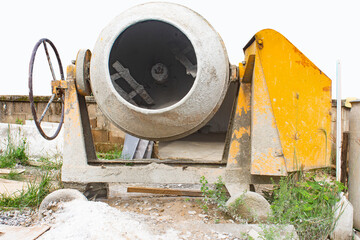 old dirty concrete mixer close up