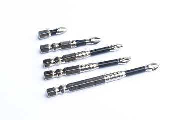 Many Head of screwdriver use of screwing or unscrewing a screw on white backgroundMany Head of...