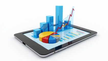 Business growth concept with financial data chart on a tablet PC screen, representing successful market analysis and mobile technology