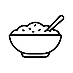 Curry Bowl Line Art Illustration for Restaurant Menus, Asian Food Blogs, Recipes, and Culinary Education