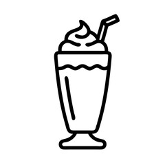 Malted Milkshake Line Art for Menu Designs, Cafe Websites, Beverage Blogs, Recipe Cards, and Social Media Food Content