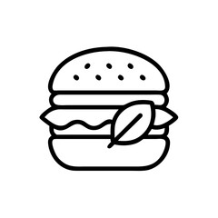 Plant Based Burger Line Art for Vegan Blogs, Vegetarian Websites, Recipe Cards, Nutrition Education, and Health Awareness