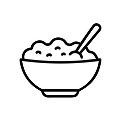 Oats in a Bowl Line Art Icon for Healthy Food Blogs, Nutrition Education, Diet Awareness Websites, Recipe Cards