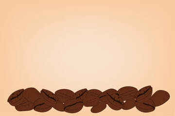 Simple illustration of roasted coffee beans on a warm beige background, ideal for cafe and coffee-related designs.