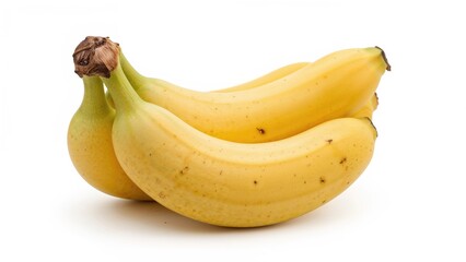 Group of yellow bananas displayed against a white background with full depth of field and clipping path.