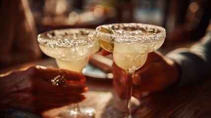 Enjoying margaritas at sunset during a relaxing evening with friends