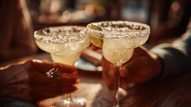 Enjoying margaritas at sunset during a relaxing evening with friends - Powered by Adobe