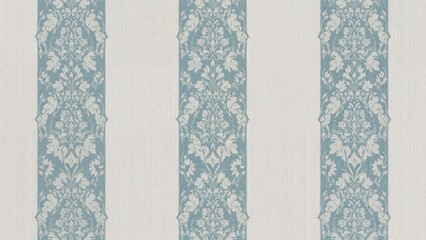 Blue and green floral patterns embossed on striped background