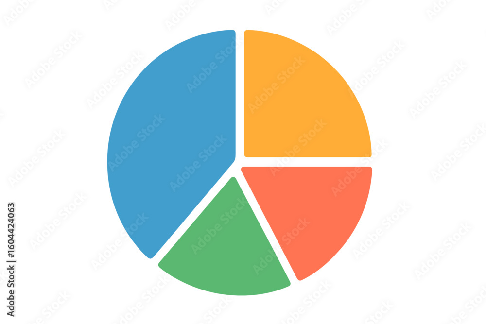 Poster colorful pie chart vector illustration. segmented diagram for business data analysis, statistics rep