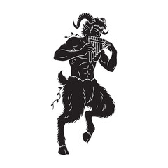 Standard Pan digital black vector, a classic and easily adaptable option – Pan silhouette – Pan Vector – Silhouette of Pan – Greek god vector

