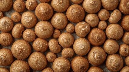 White and brown champignon mushrooms emphasizing nature and healthy eating