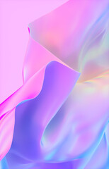 Abstract Background with Holographic Iridescent Satin Fabric in Pastel color – 3d rendering
