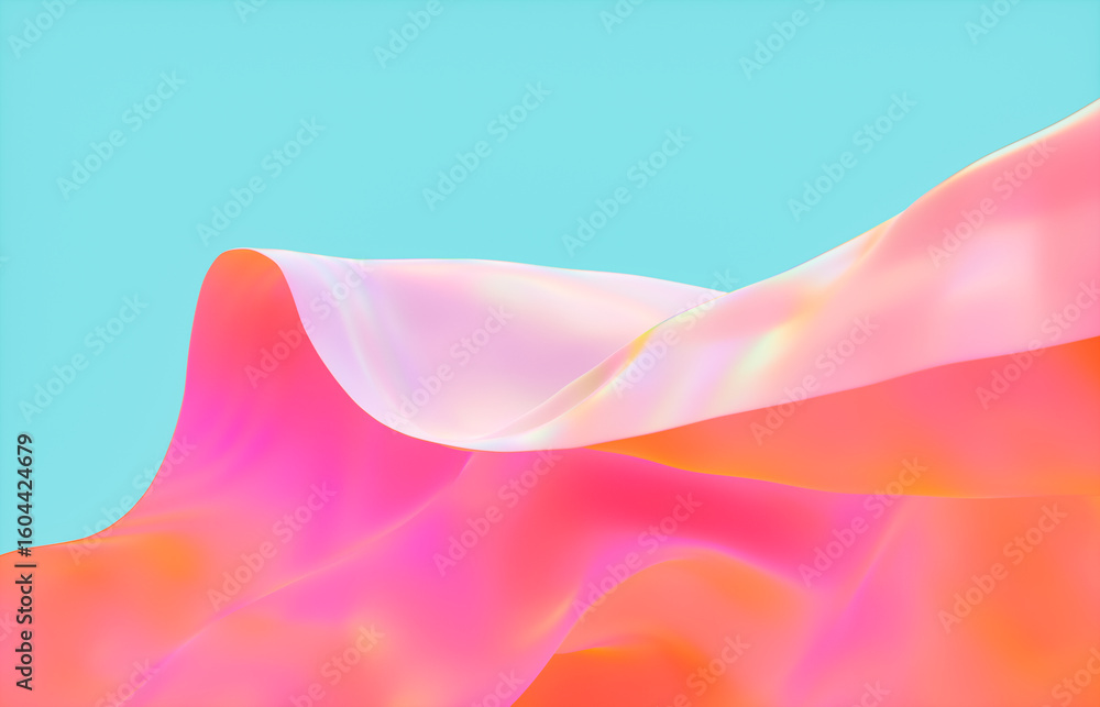Aufkleber abstract background with holographic iridescent satin fabric in pastel color – 3d rendering