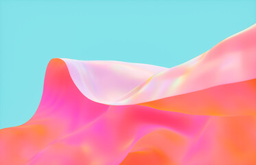 Abstract Background with Holographic Iridescent Satin Fabric in Pastel color – 3d rendering