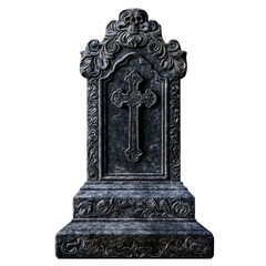 Black tombstone, isolated on a white background with a clipping path transparent, alpha background png