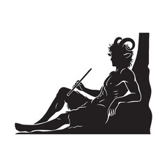 Whimsical Pan digital black profile, presented with clean, sharp, professional edges – Pan silhouette – Pan Vector – Silhouette of Pan – Greek god vector

