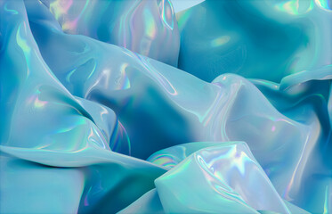 Abstract Background with Holographic Iridescent Satin Fabric in Pastel color – 3d rendering
