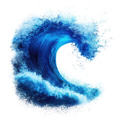 Fototapeta premium Blue water wave splash isolated on white background, water concept design transparent, alpha background png