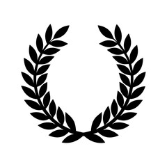 set of black circular foliate laurels branches lau vector illustration