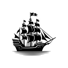 Pirate ship Silhouette , Pirate ship vector