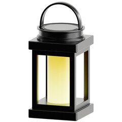 Modern Lantern with Black Frame and Yellow Light